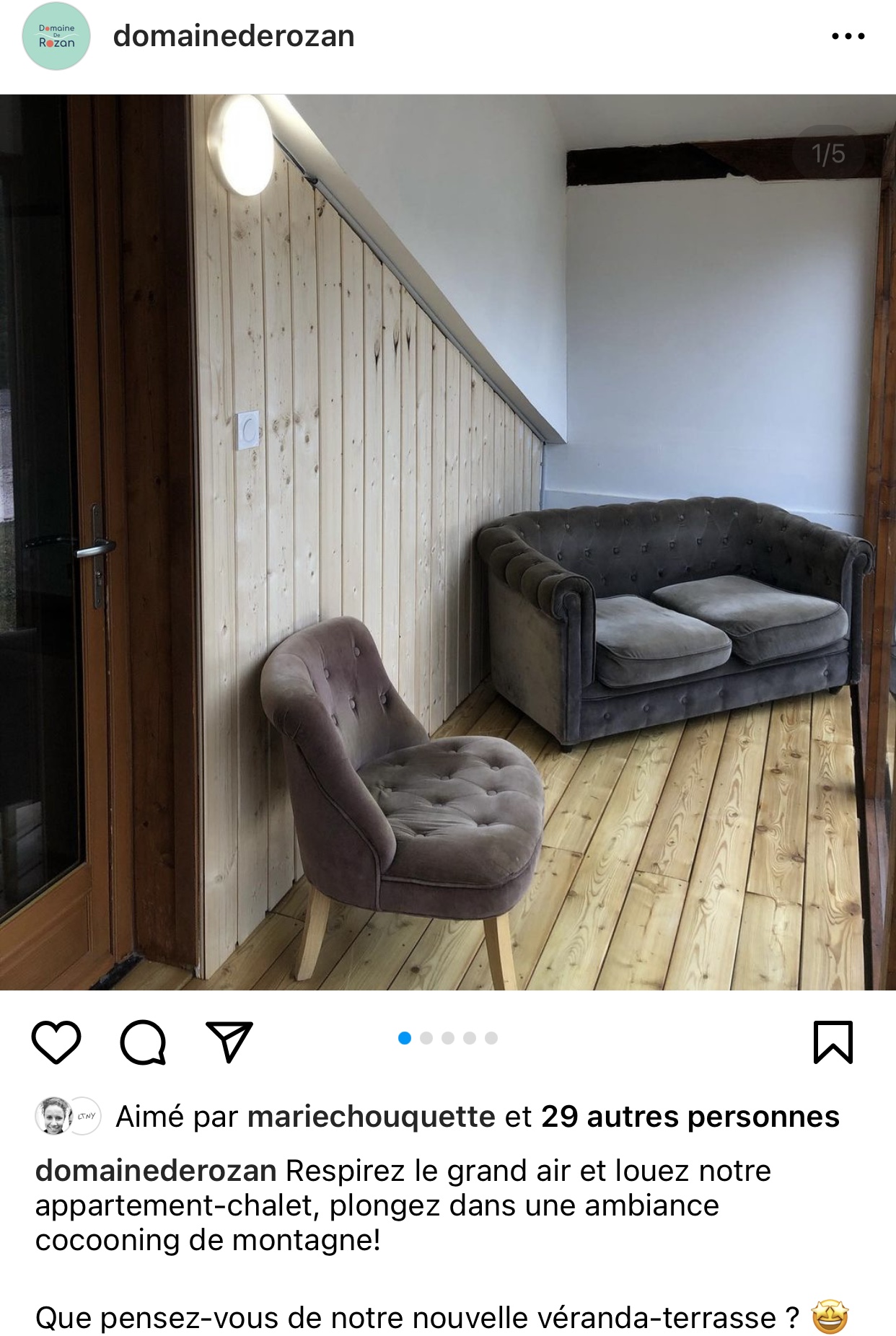 publication instagram chalet 