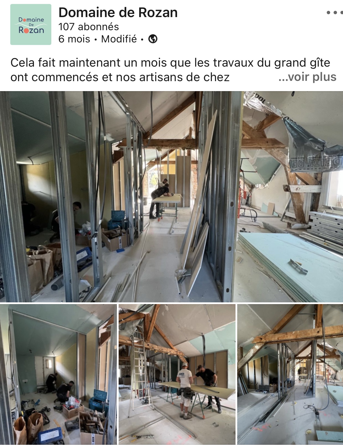 post linkedin à propos des travaux de rénovation