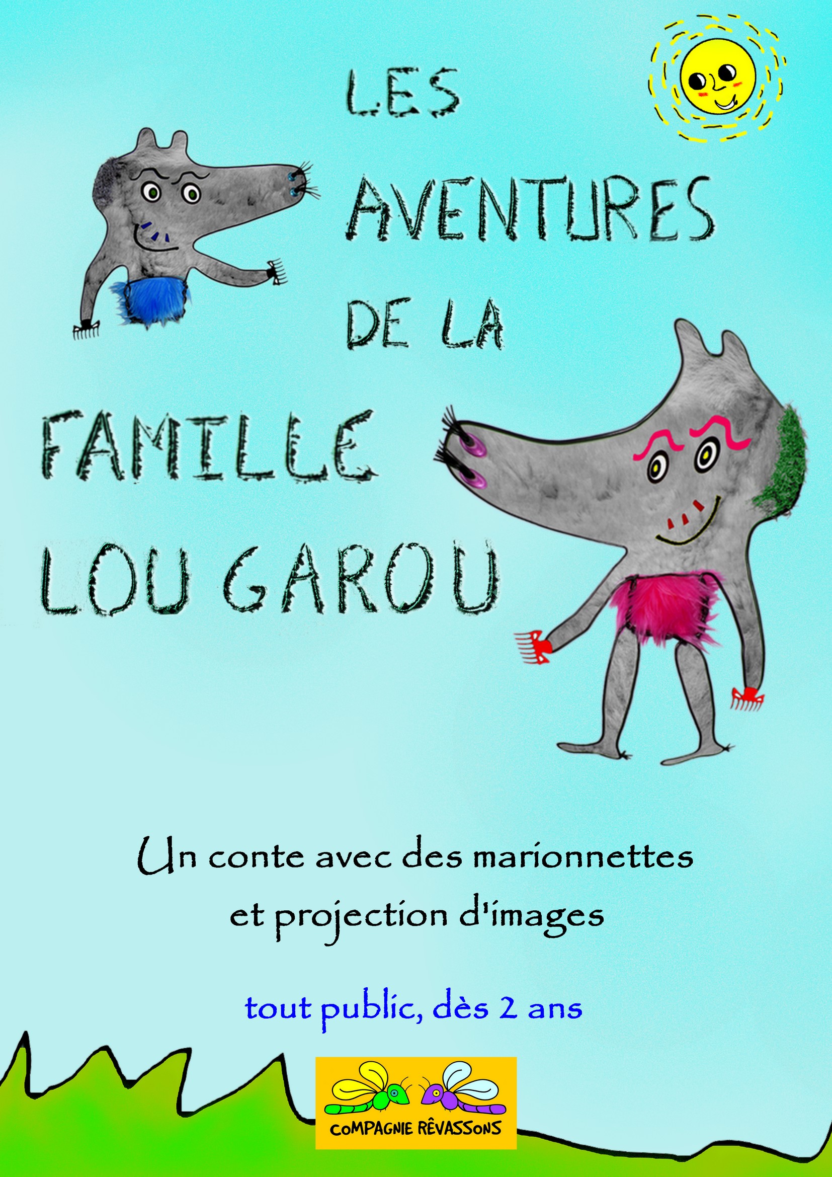 Affiche du spectacle jeunesse les aventures de la famille lou garou 