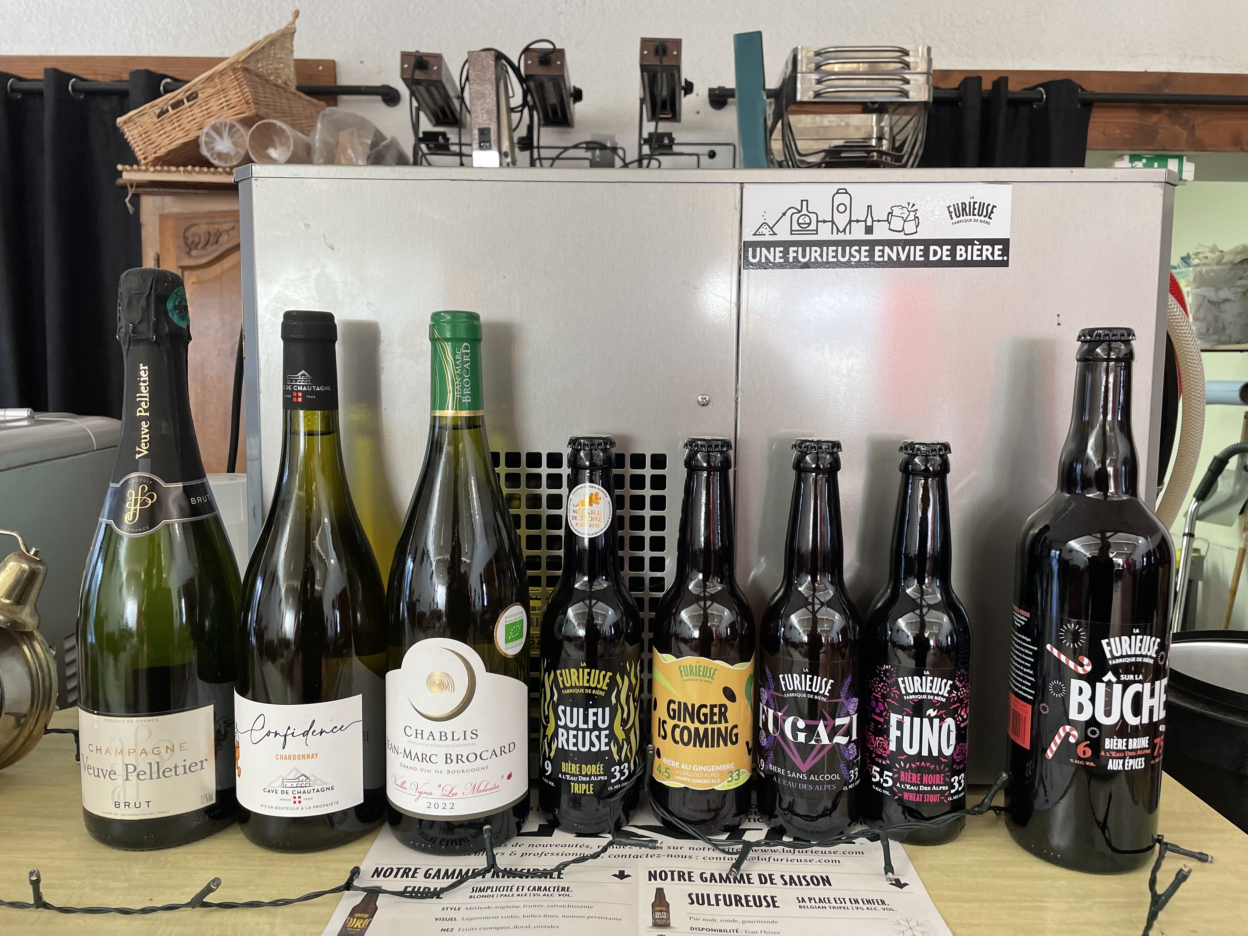 Bières locales de chez la Furieuse et Vins